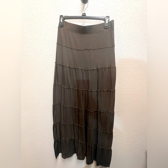 INC International Concepts Tiered Maxi Skirt. Dark Brown whimsical Romantic Boho - Picture 1 of 4
